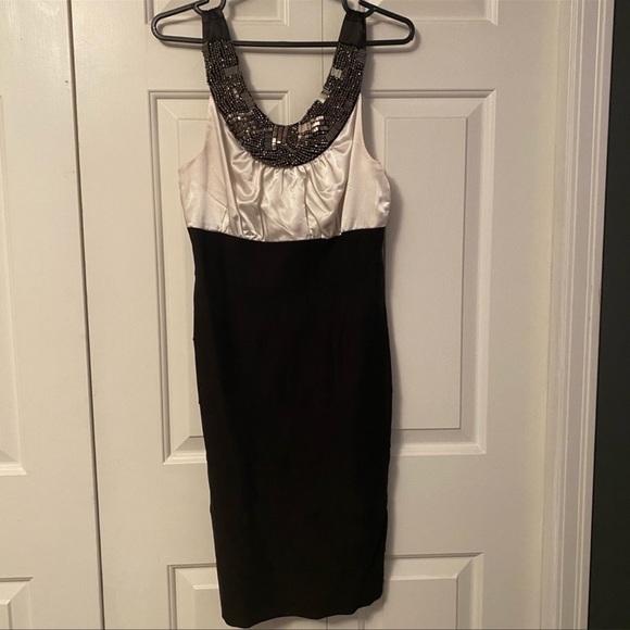 B&W Neck Embellishment Dress - Picture 5 of 8